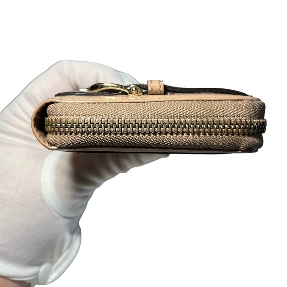 GUCCI Micro Guccisima Patent Leather Zip Around Wallet, Beige/Nude EUC - Picture 12 of 17